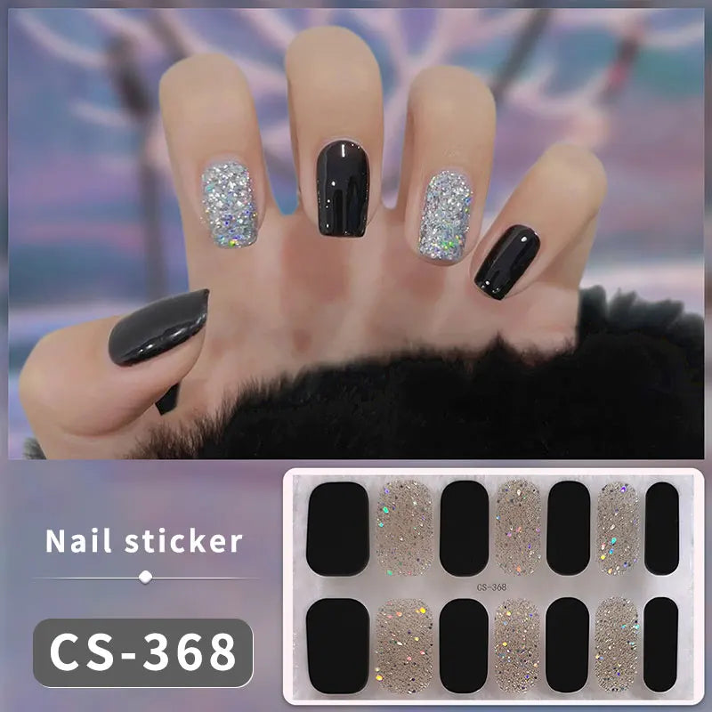 DIY Gel Nail Stickers Cured-free Long-Lasting Solid Color Nail Strips Patch Slider Sticker Full Cover Decal Nail Manicure Patch