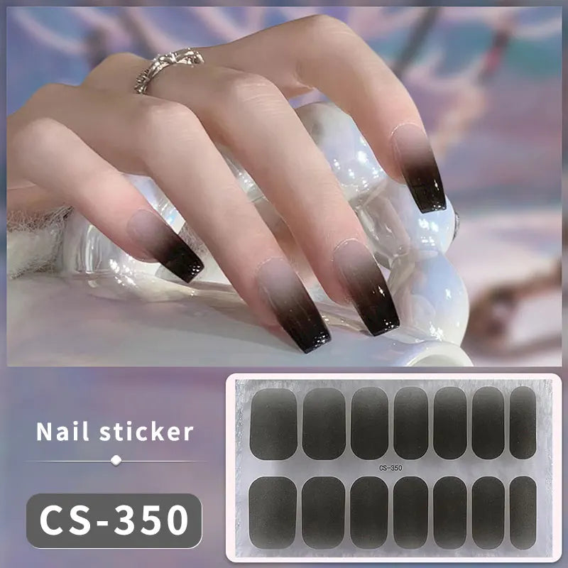 DIY Gel Nail Stickers Cured-free Long-Lasting Solid Color Nail Strips Patch Slider Sticker Full Cover Decal Nail Manicure Patch