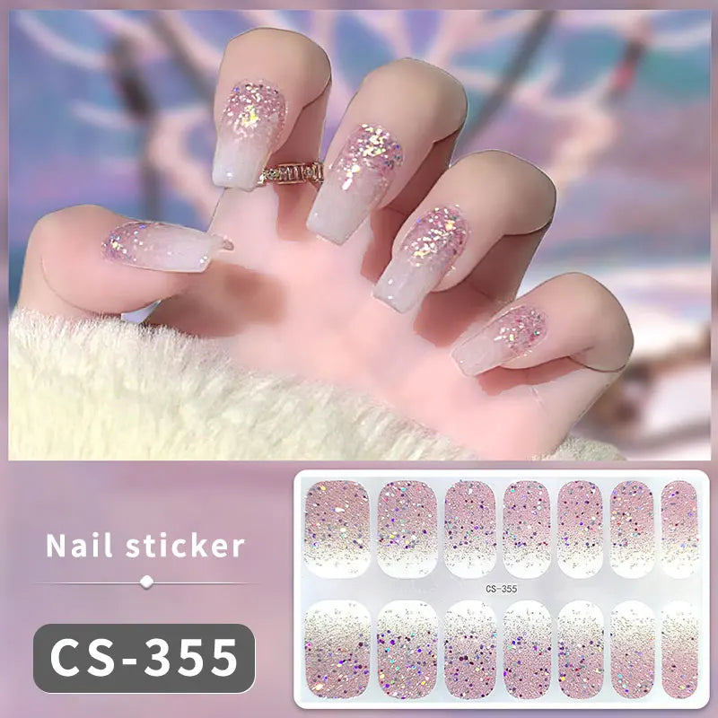 DIY Gel Nail Stickers Cured-free Long-Lasting Solid Color Nail Strips Patch Slider Sticker Full Cover Decal Nail Manicure Patch