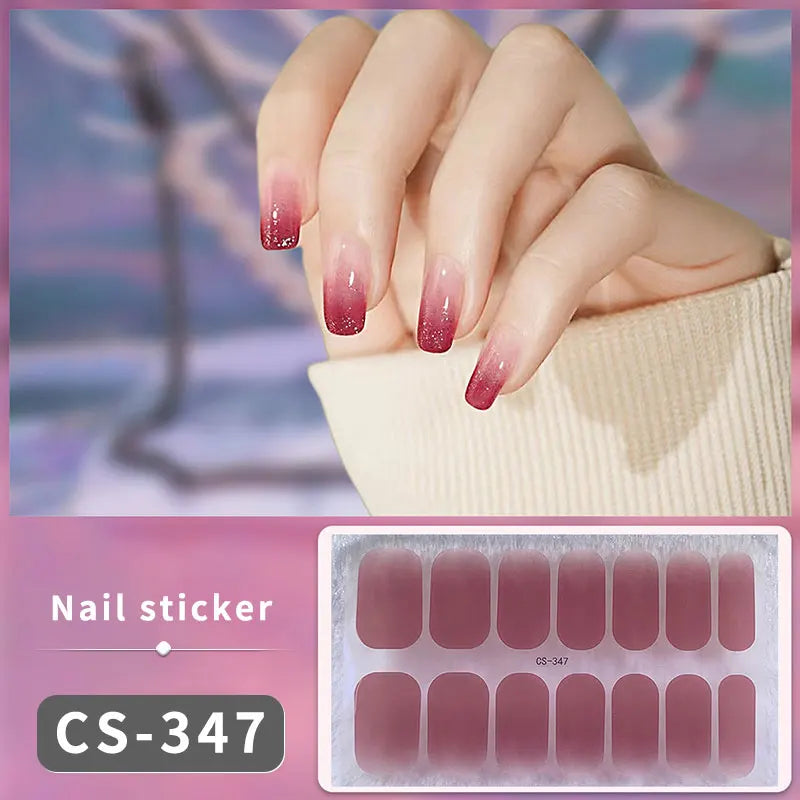 DIY Gel Nail Stickers Cured-free Long-Lasting Solid Color Nail Strips Patch Slider Sticker Full Cover Decal Nail Manicure Patch